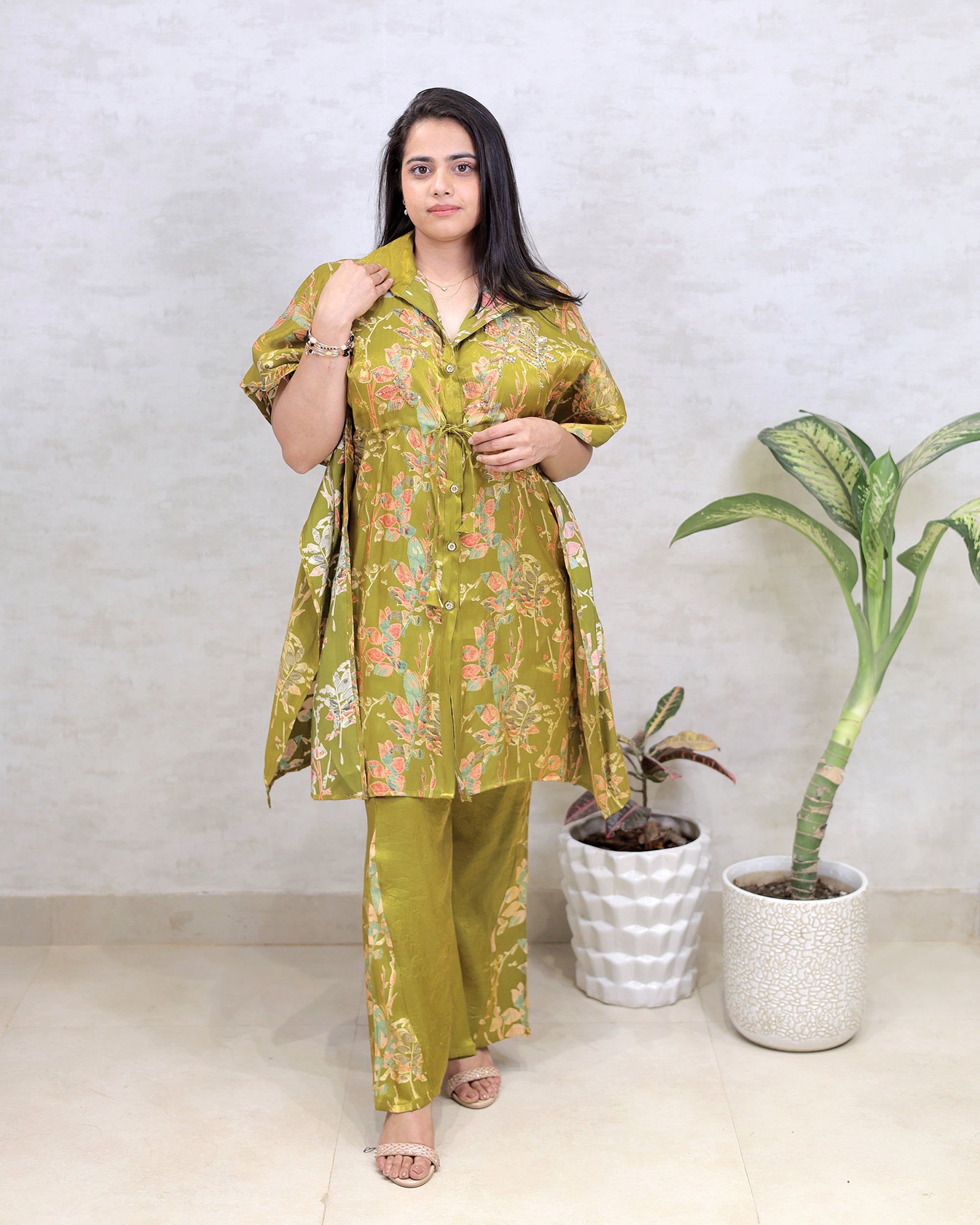 Short Kaftaan Collar Shirt with Pants
