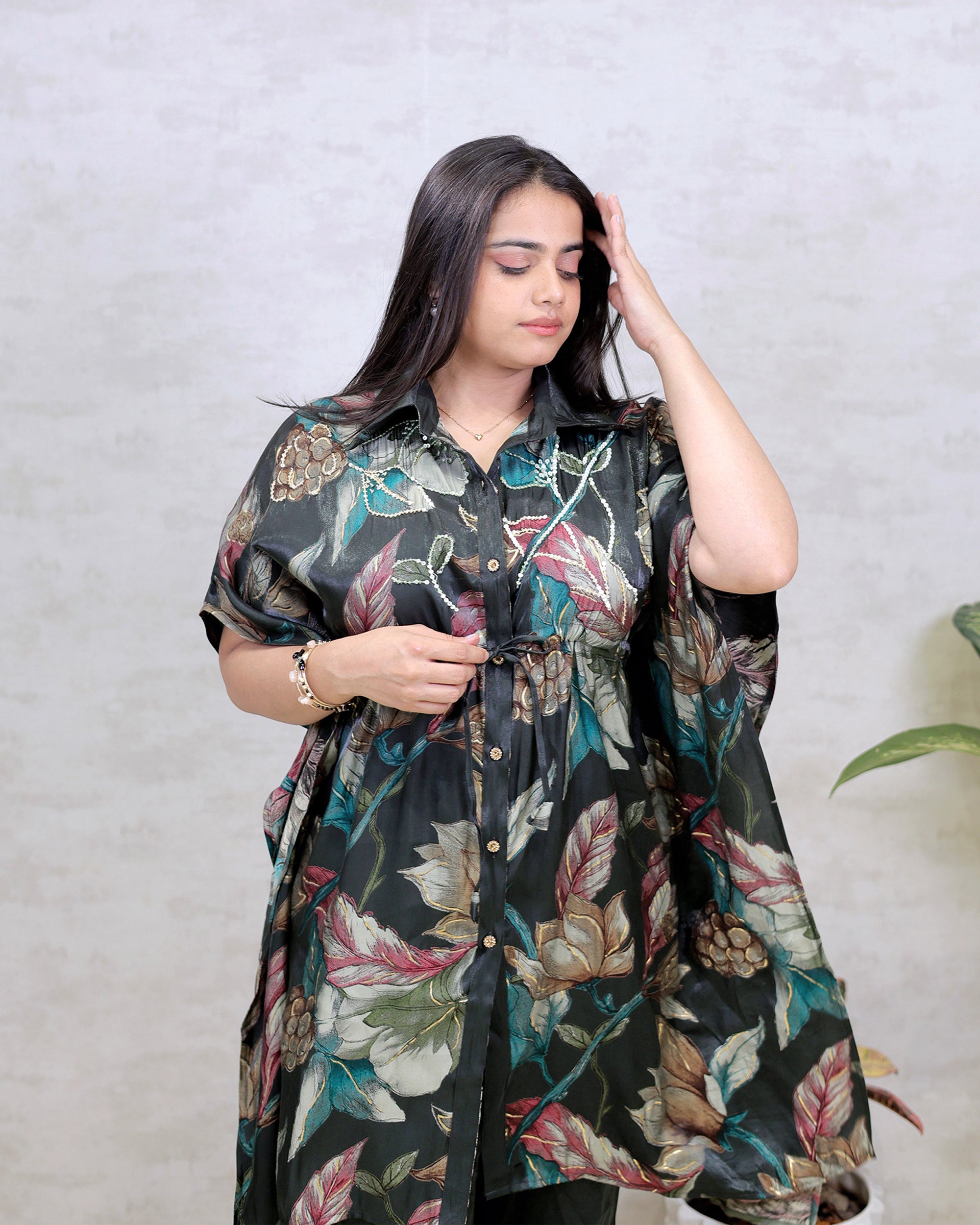 Short Kaftaan Collar Shirt with Pants
