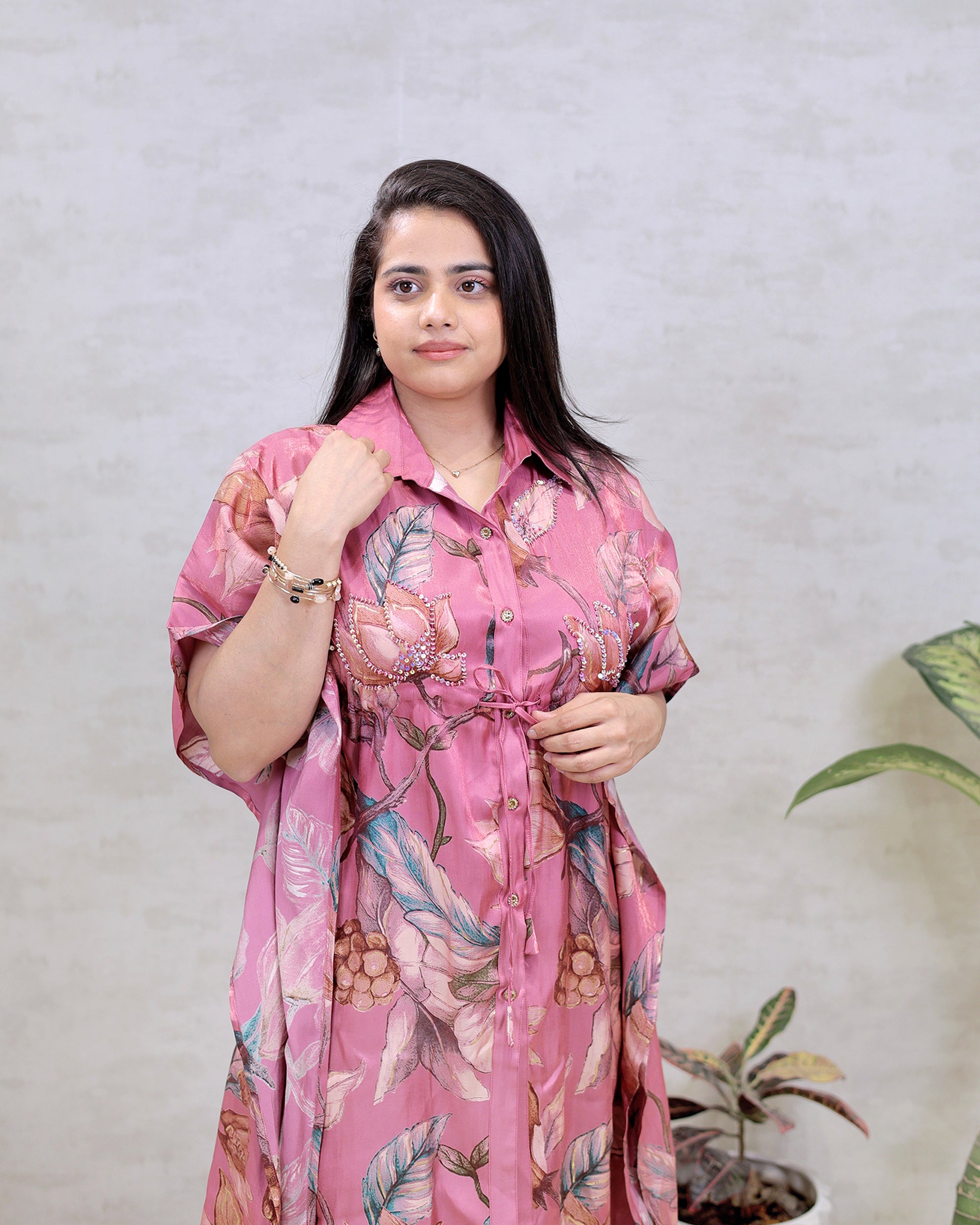 Short Kaftaan Collar Shirt with Pants