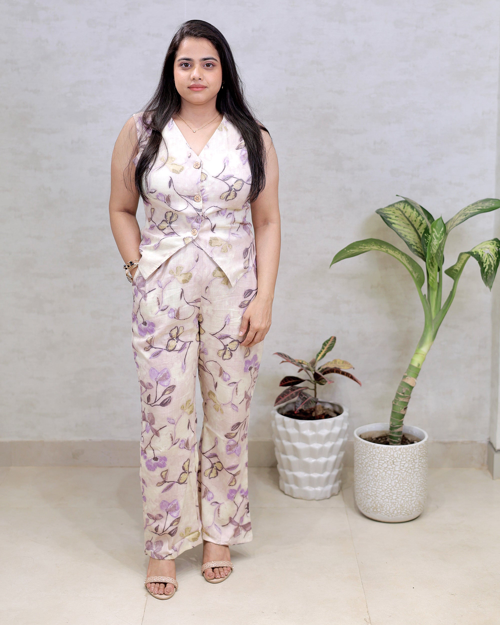 Floral Printed Vest Top with Pants