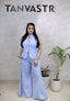 Thread Embroidered Schiffli Vest Top with Flared Pants