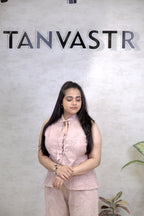 Thread Embroidered Schiffli Vest Top with Flared Pants