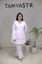 A-line Thread Schiffli Kurta with Plazzo Pants