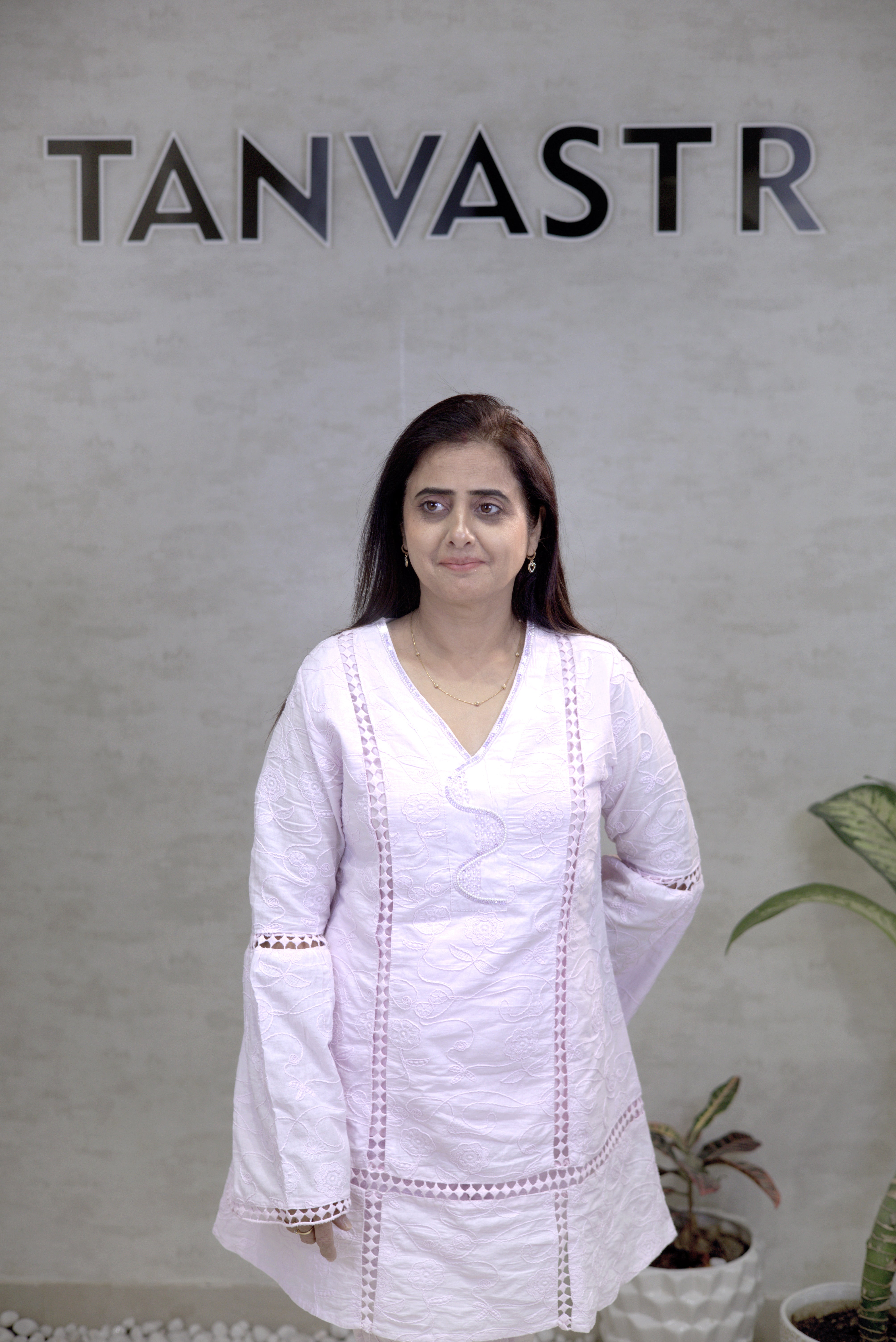 A-line Thread Schiffli Kurta with Plazzo Pants Secondary image