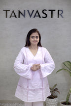 A-line Thread Schiffli Kurta with Plazzo Pants