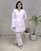 A-line Thread Schiffli Kurta with Plazzo Pants