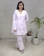 A-line Thread Schiffli Kurta with Plazzo Pants