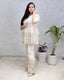 Applique Crepe Peplum Top with Sharara Pants