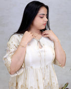 Applique Crepe Peplum Top with Sharara Pants