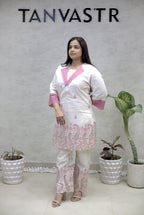 Applique Short Kurta with Pants