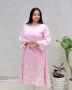 A-Line Applique Mul Cotton Kurta with Pants