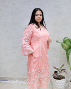 A-Line Applique Mul Cotton Kurta with Pants
