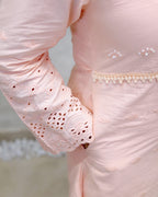 A-line Long Kurta Net Yoke with Pants