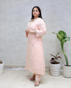 A-line Long Kurta Net Yoke with Pants