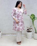 Angrakha Floral Jacquard Crepe Kurta with Palazzo Pants