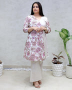 Angrakha Floral Jacquard Crepe Kurta with Palazzo Pants