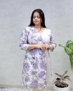 Angrakha Floral Jacquard Crepe Kurta with Palazzo Pants