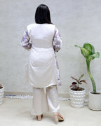 Angrakha Floral Jacquard Crepe Kurta with Palazzo Pants
