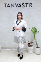 Applique Short Kurta with Pants