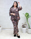 Rayon Floral Print Peplum Top with Bell Bottoms