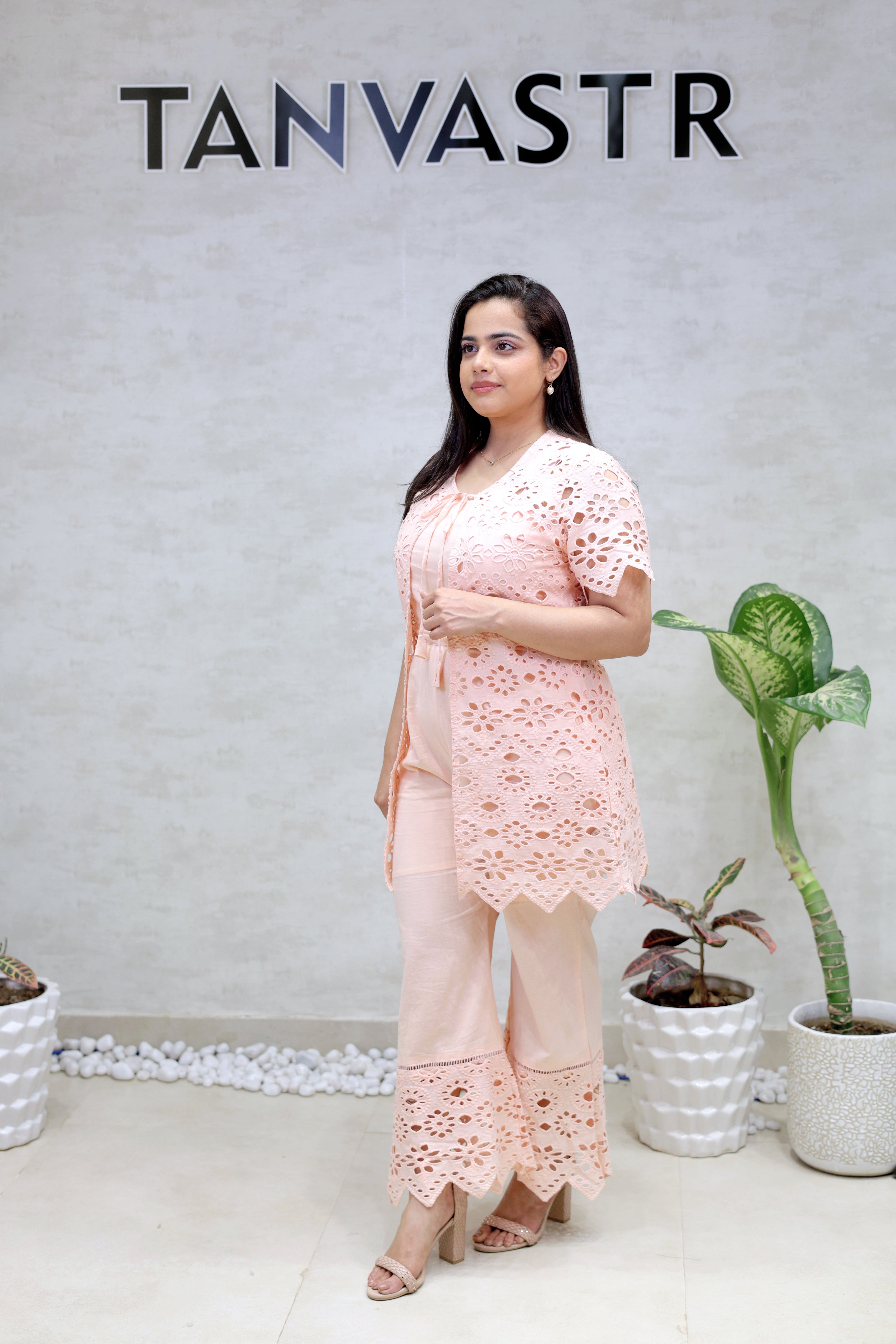 Hakoba Schiffli Shrug Three Piece Set