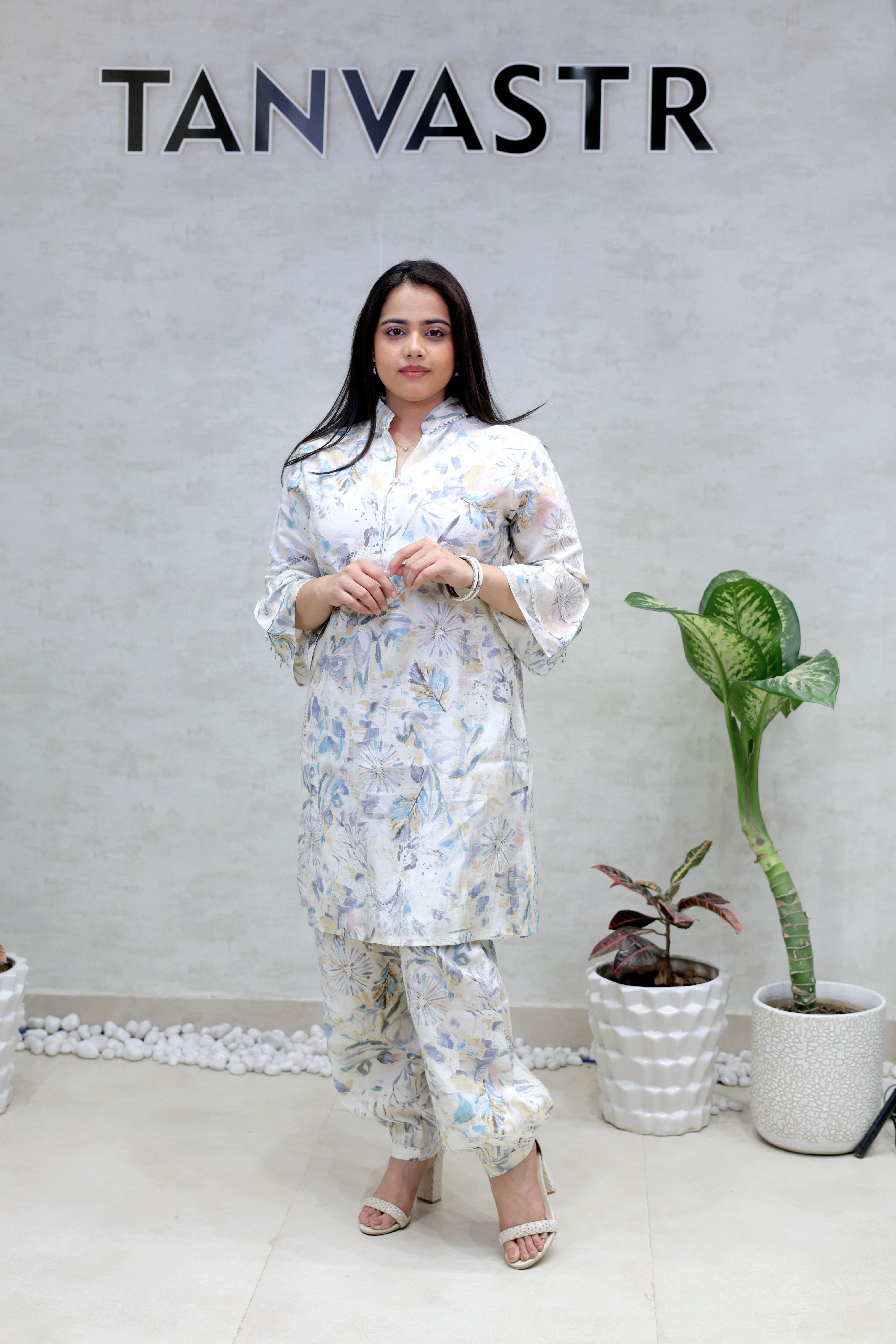Printed Kurta with Afghani Dhoti Main image
