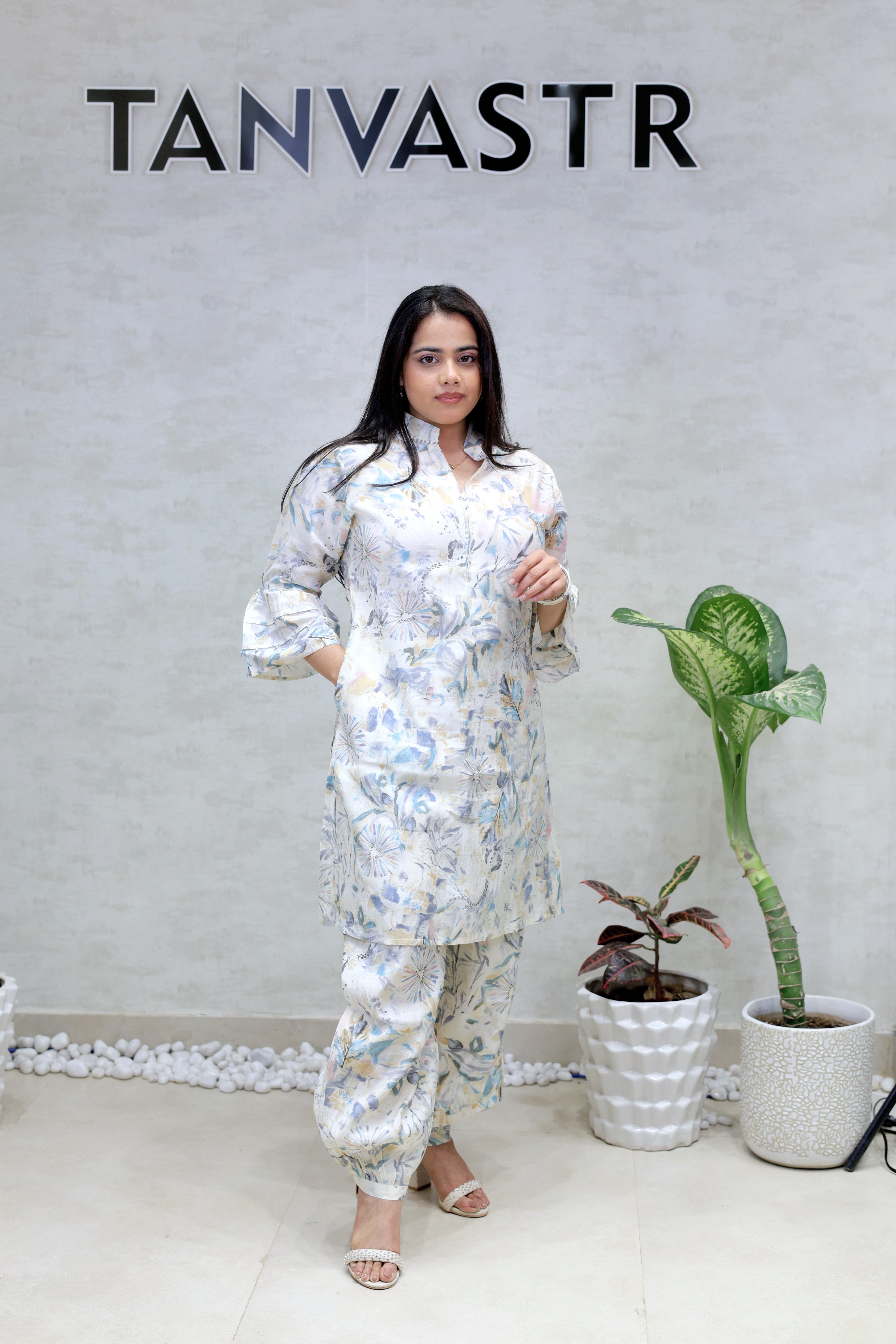 Printed Kurta with Afghani Dhoti Secondary image
