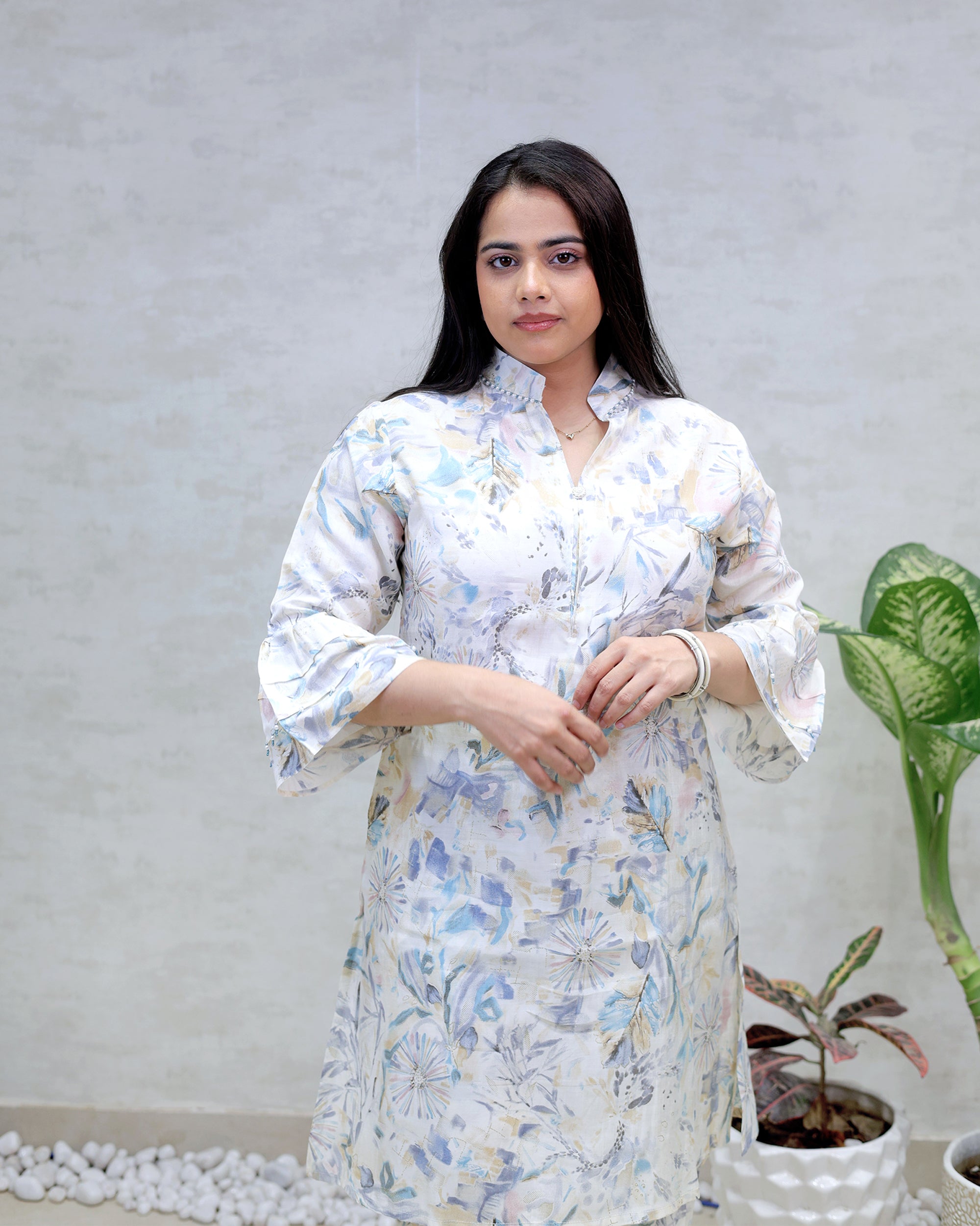 Printed Kurta with Afghani Dhoti