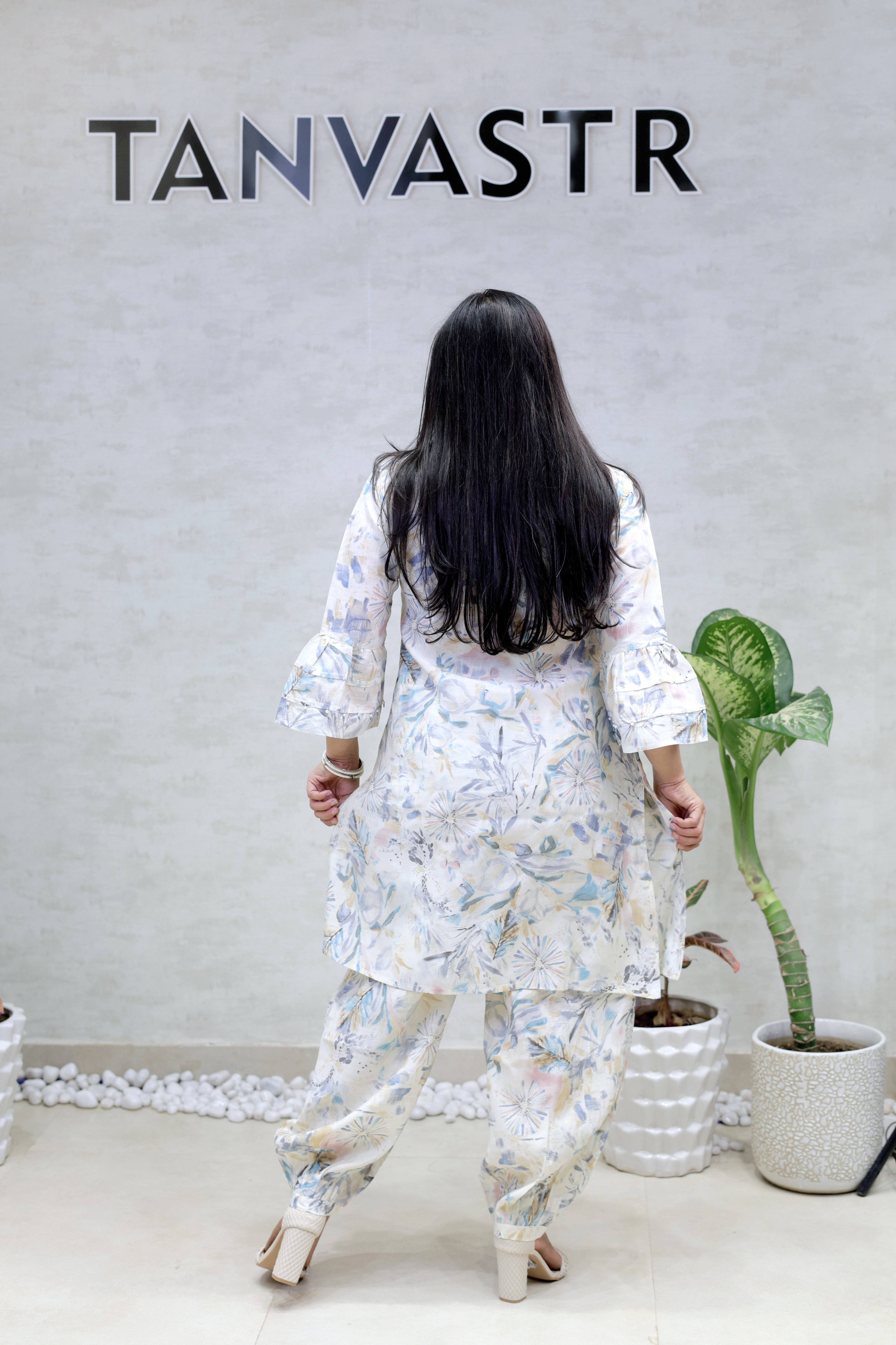 Printed Kurta with Afghani Dhoti