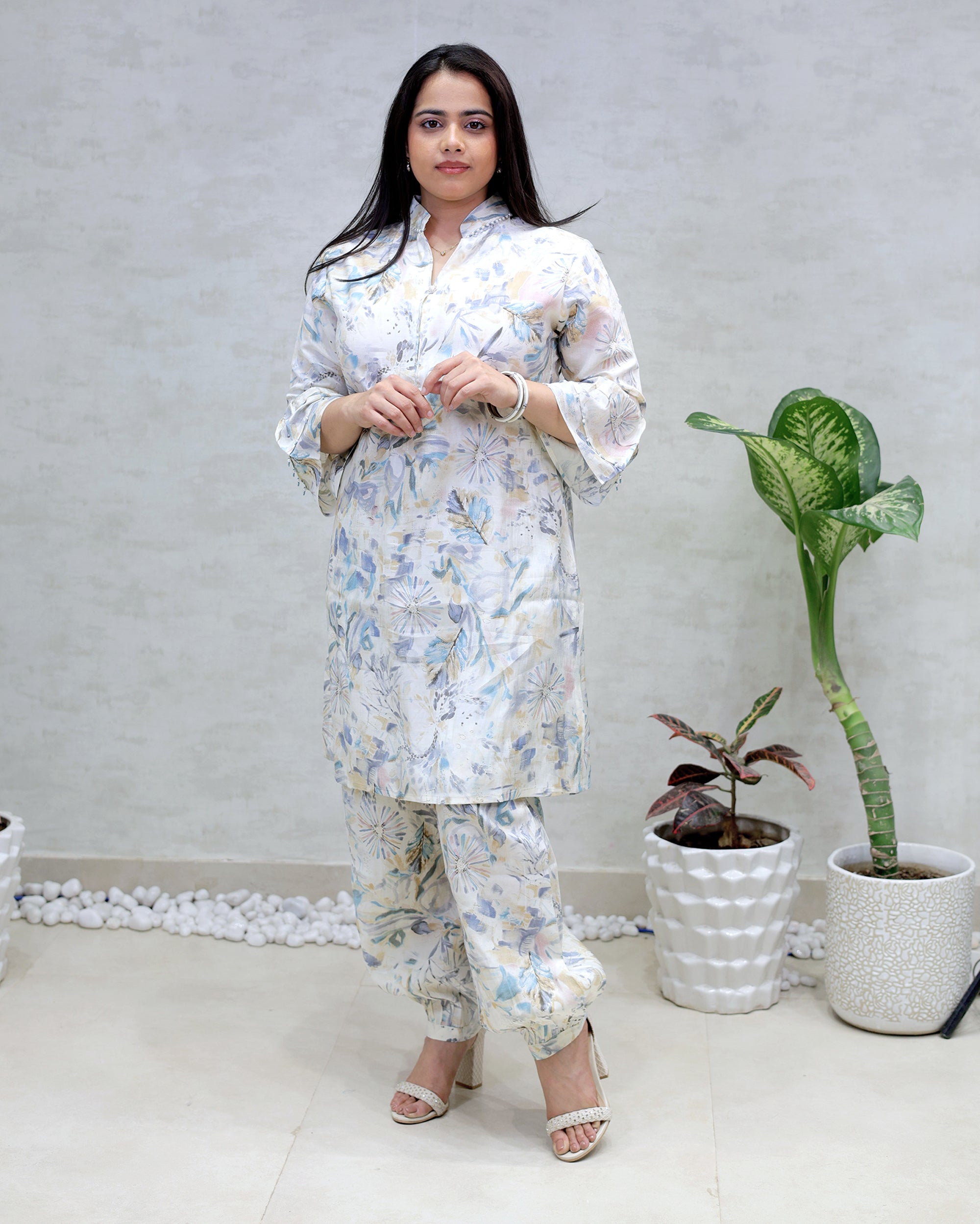 Printed Kurta with Afghani Dhoti Secondary image