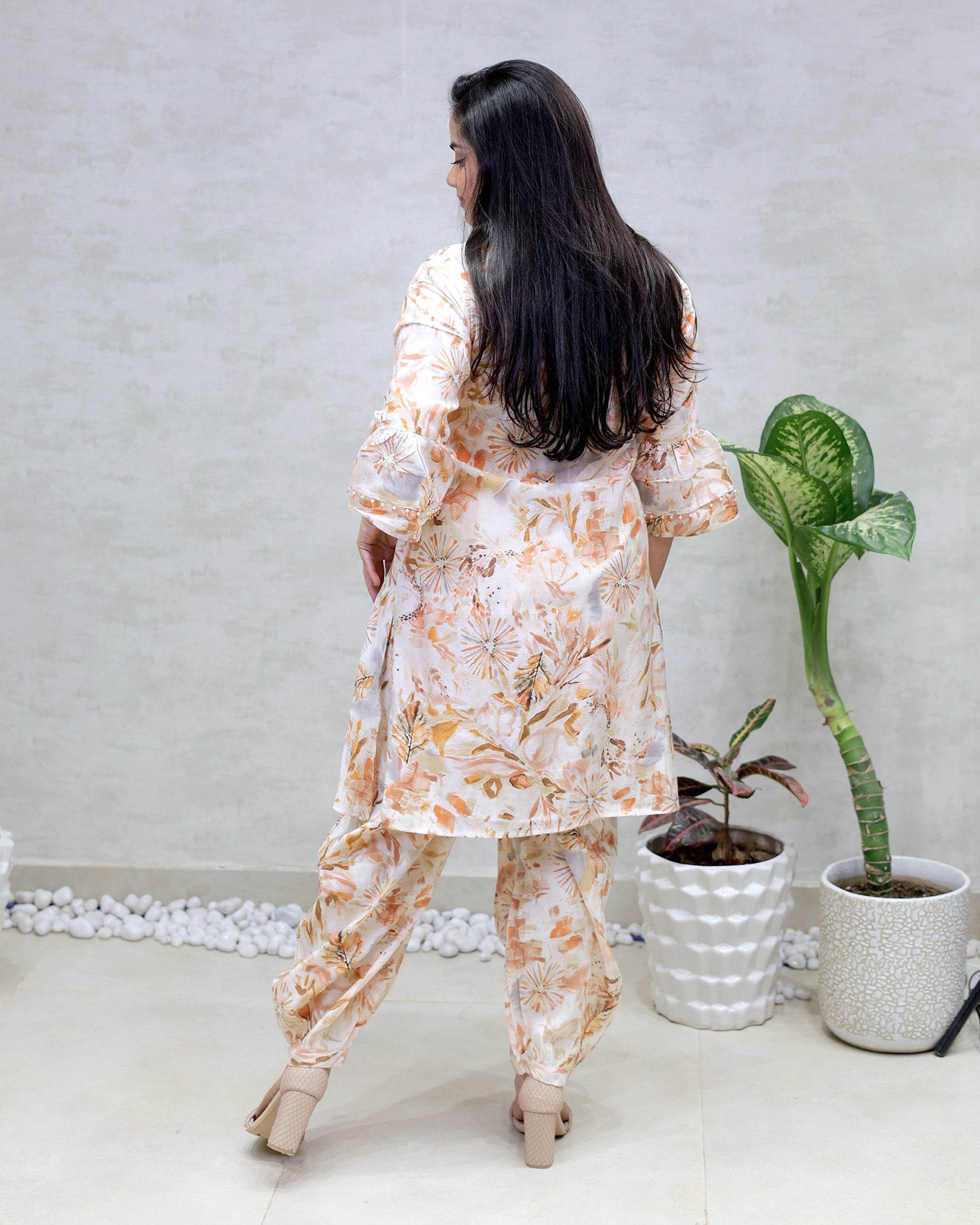 Printed Kurta with Afghani Dhoti