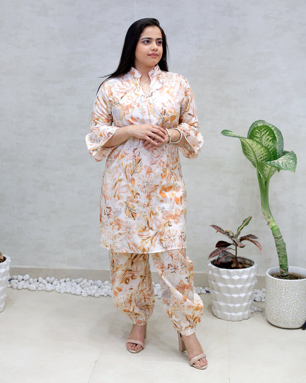 Printed Kurta with Afghani Dhoti — view 2