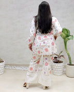 Motif Floral Embroidered Shirt with Pants
