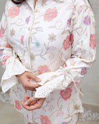 Motif Floral Embroidered Shirt with Pants