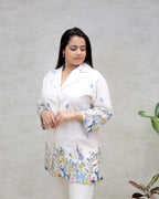 Embroidered Motif Collar Shirt with Pants