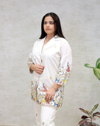 Embroidered Motif Collar Shirt with Pants