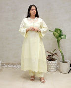 A-line Long Kurta Net Yoke with Pants