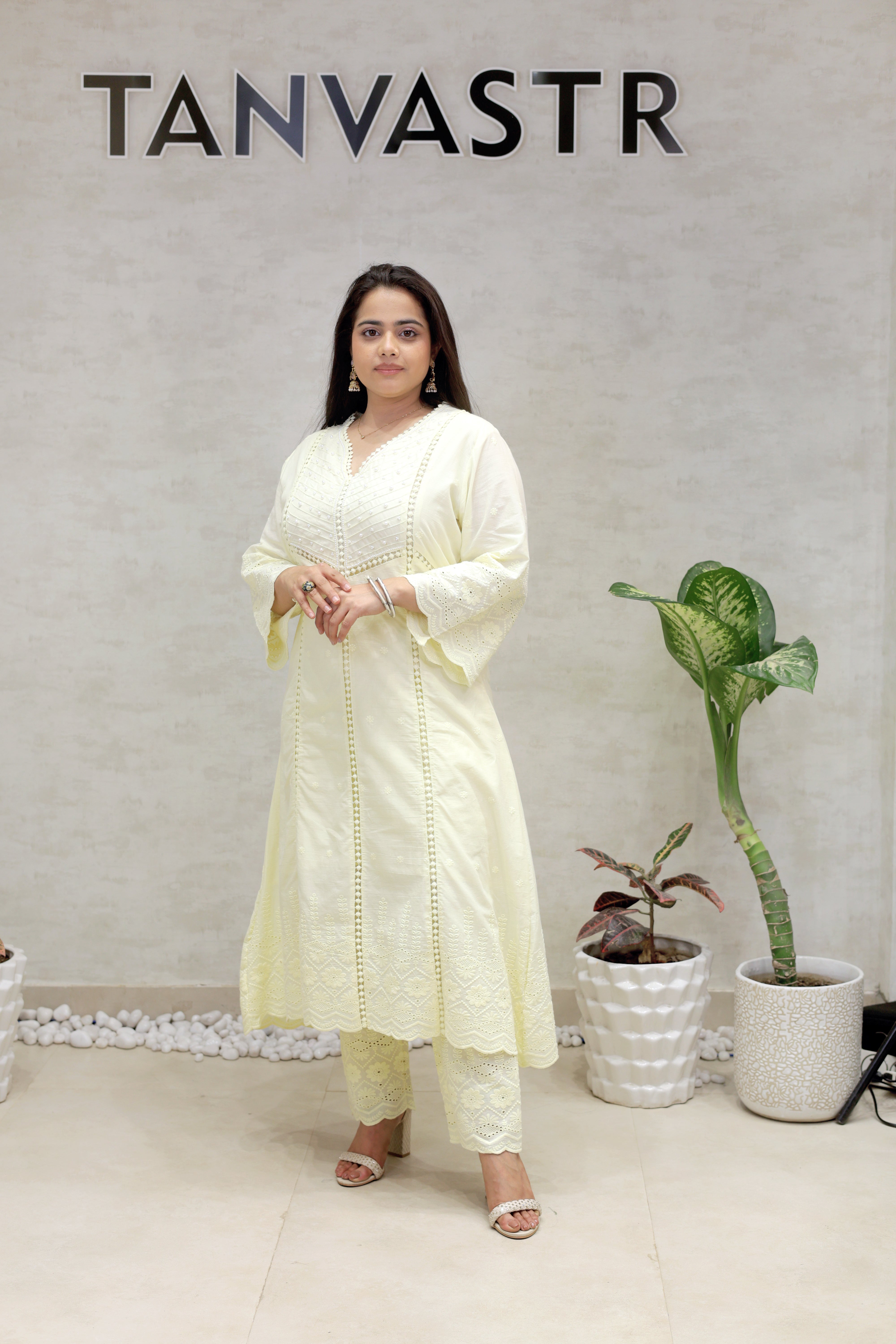 A-line Kurta Pintex Yoke with Pants