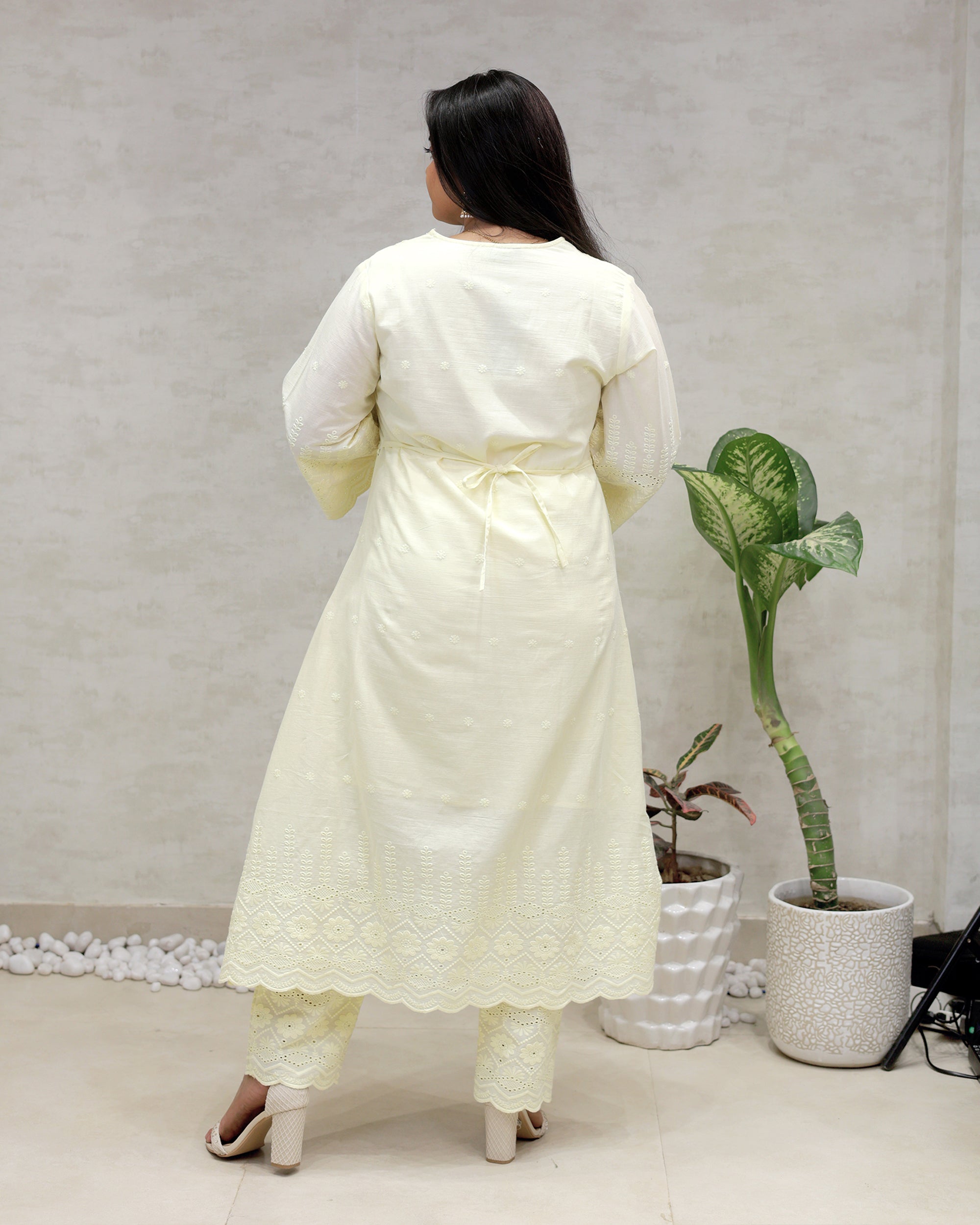 A-line Kurta Pintex Yoke with Pants