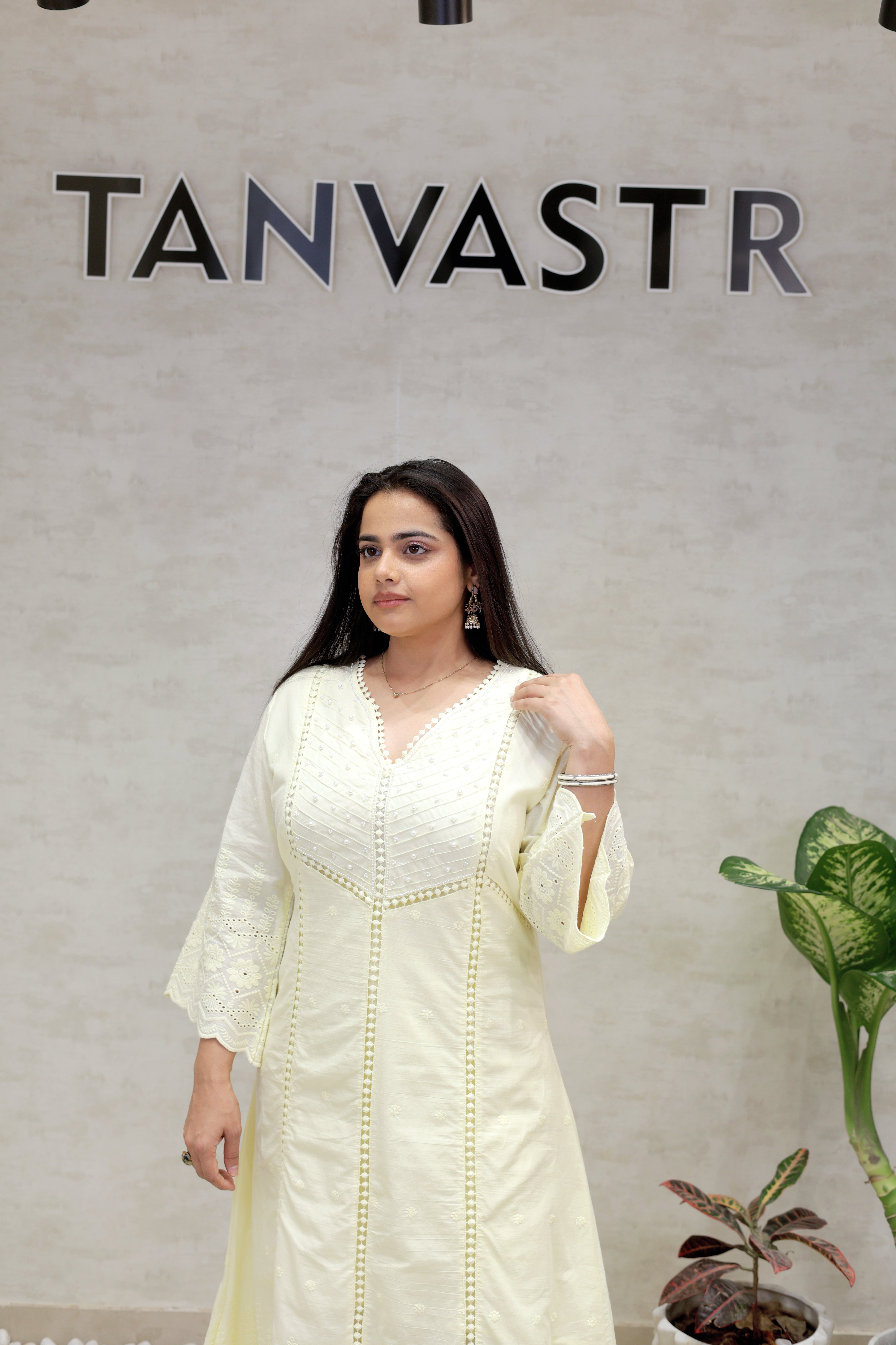 A-line Kurta Pintex Yoke with Pants