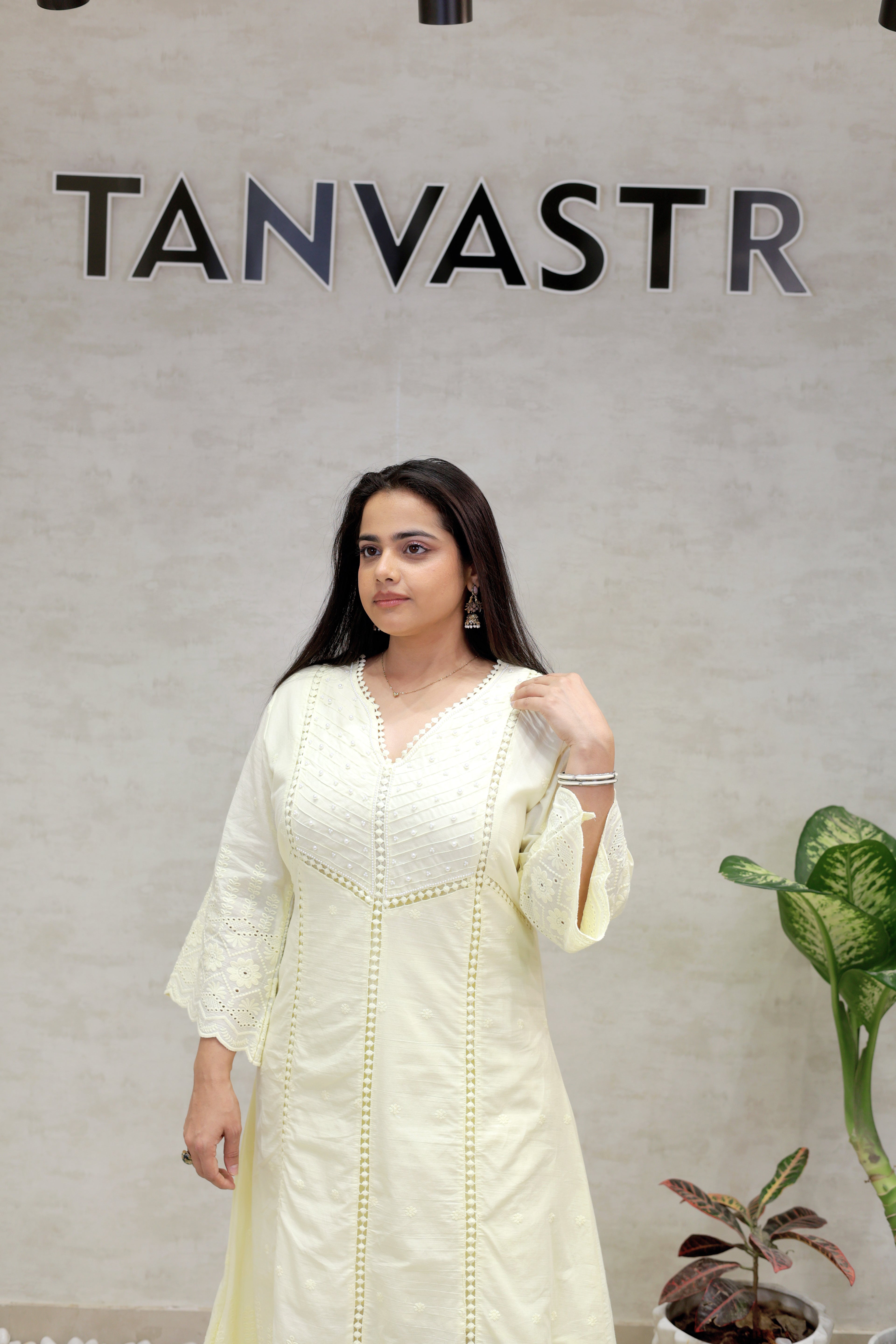 A-line Kurta Pintex Yoke with Pants