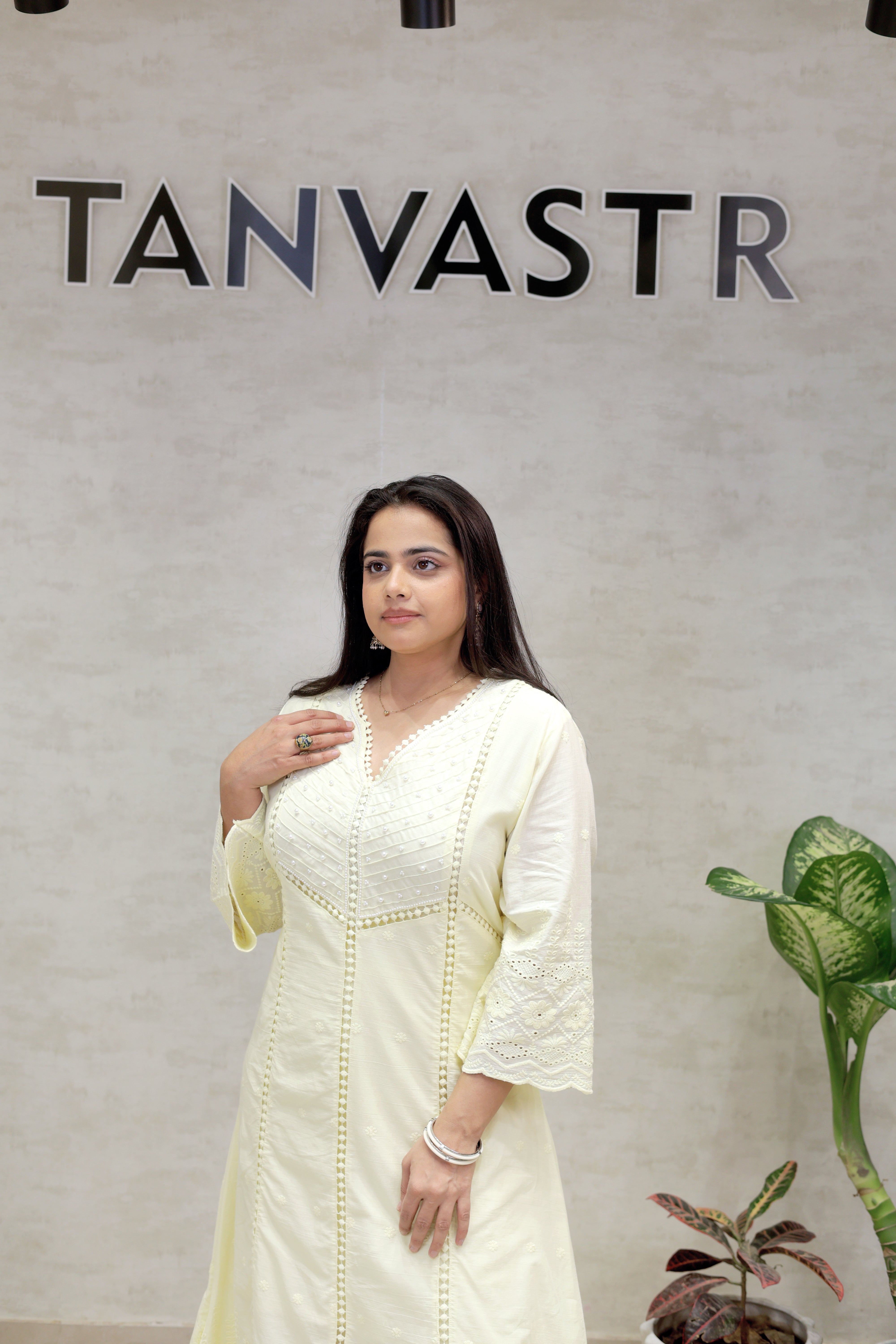 A-line Kurta Pintex Yoke with Pants