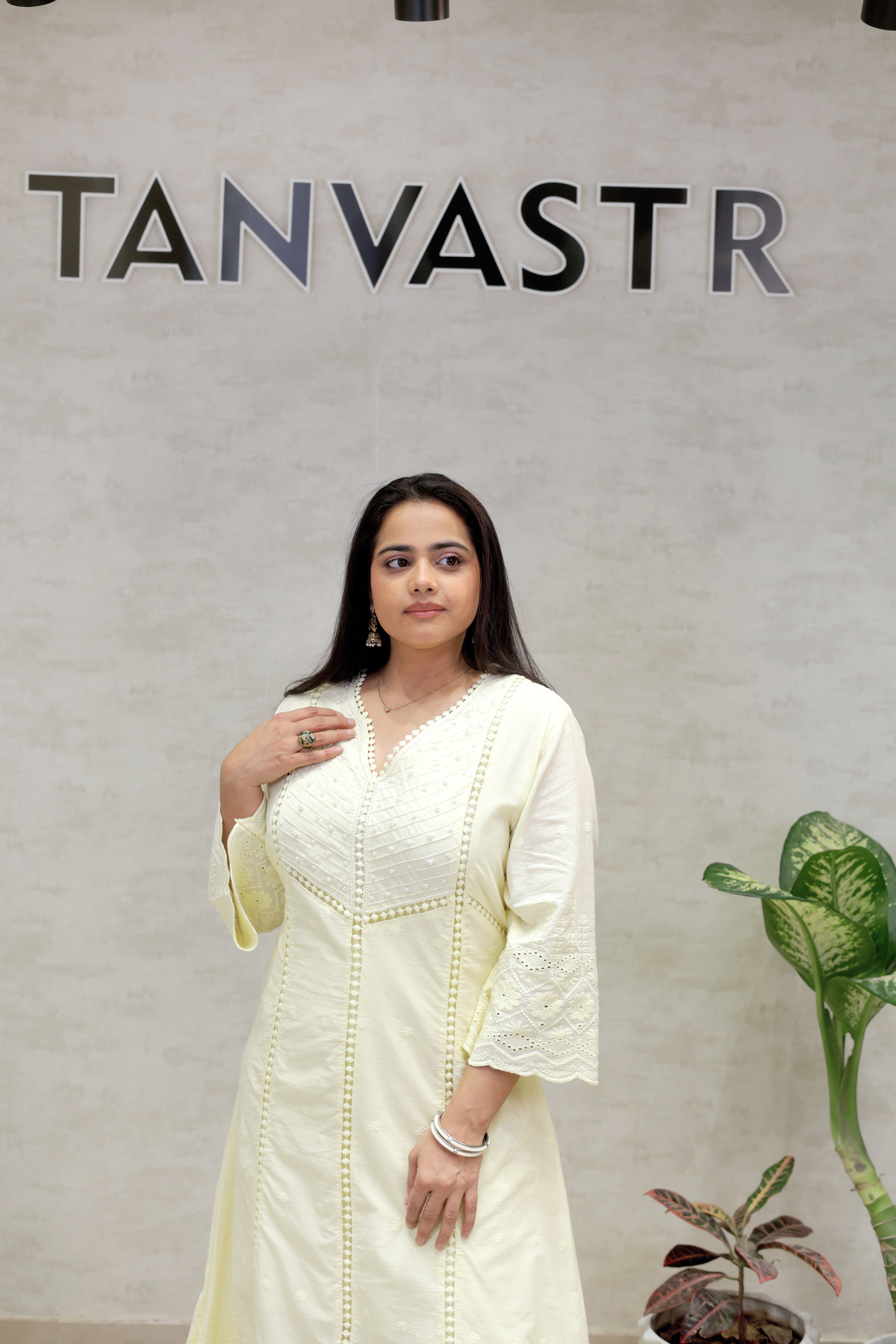 A-line Kurta Pintex Yoke with Pants