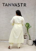 A-line Kurta Pintex Yoke with Pants
