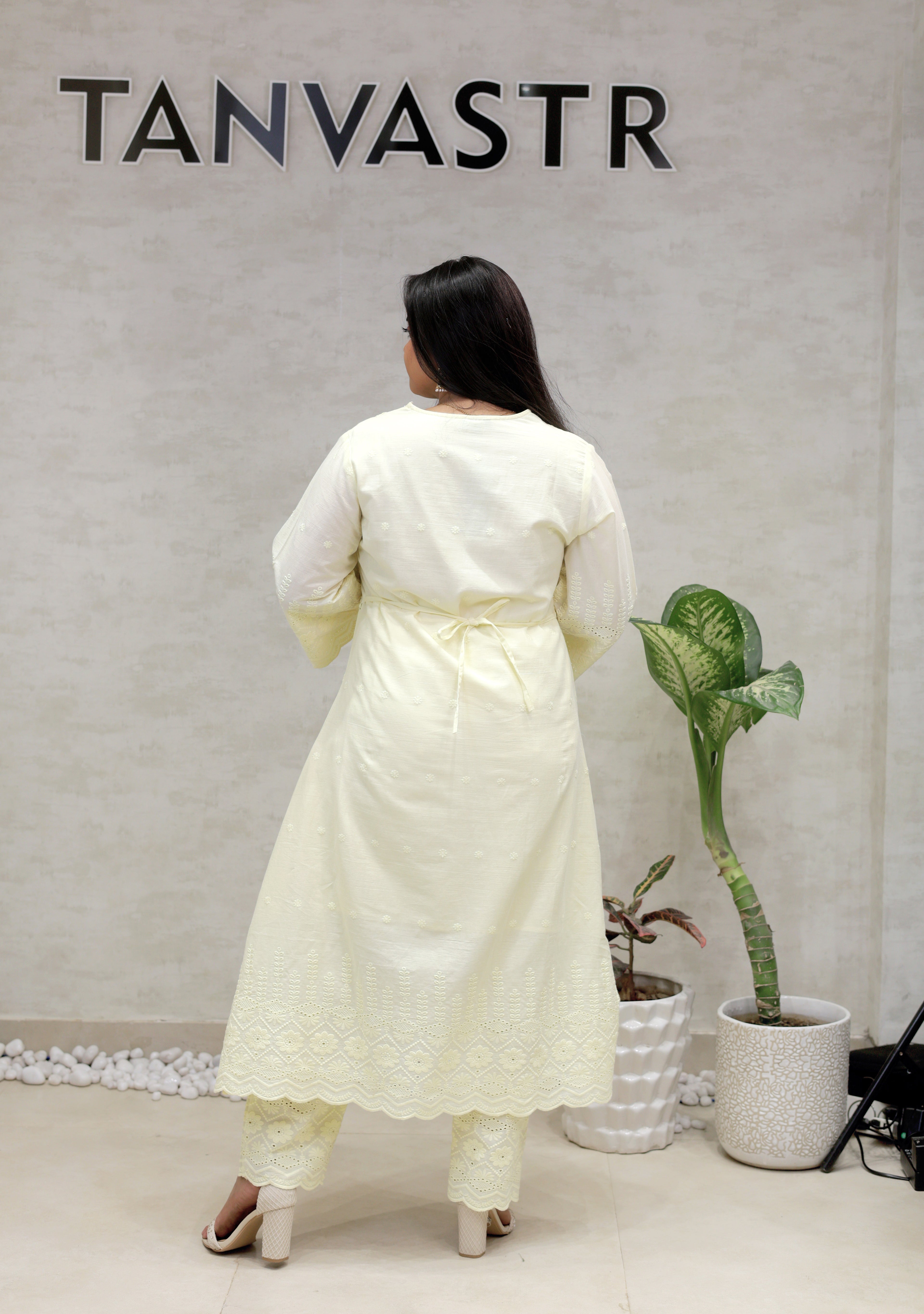 A-line Kurta Pintex Yoke with Pants