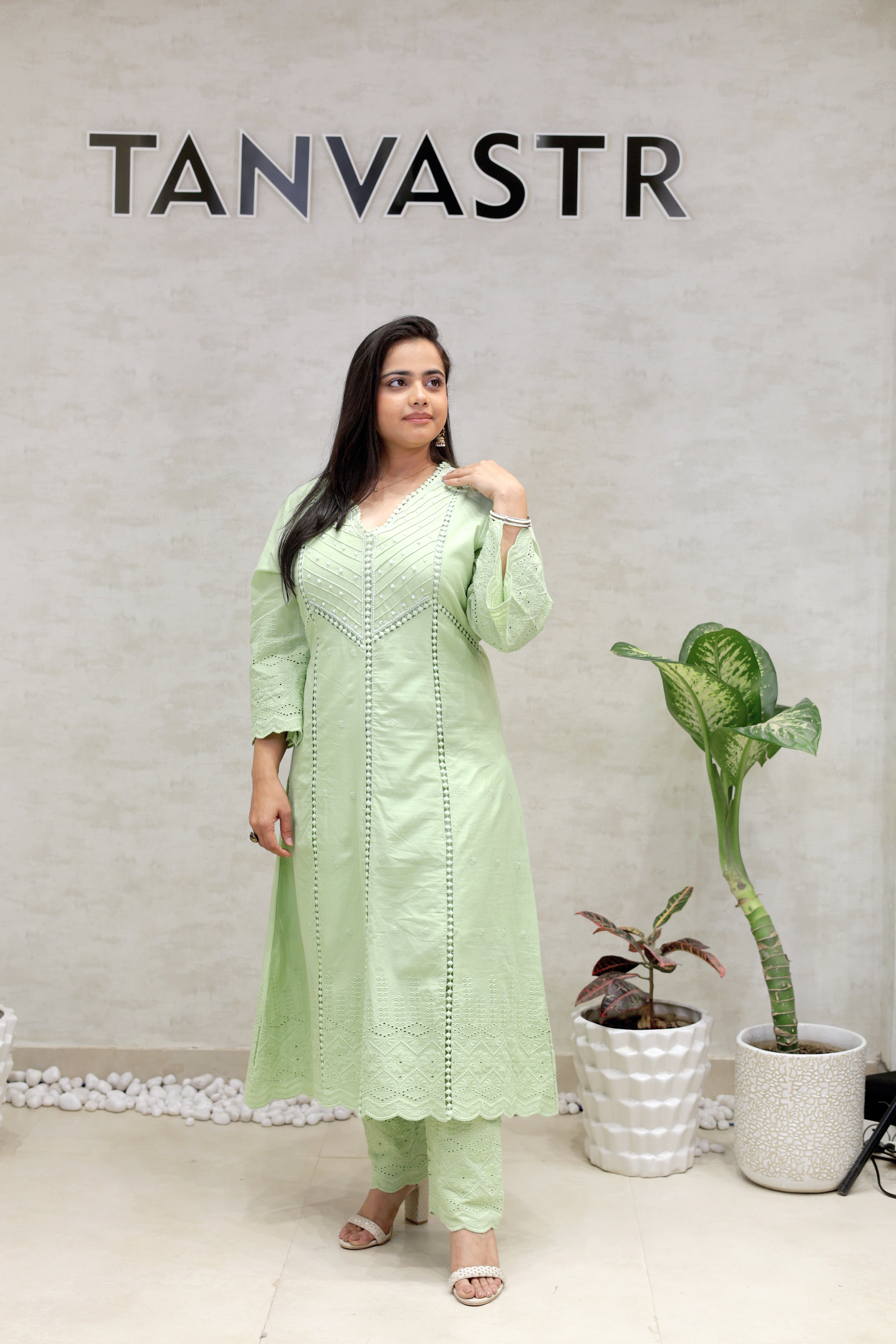 A-line Kurta Pintex Yoke with Pants Main image