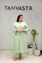 A-line Kurta Pintex Yoke with Pants