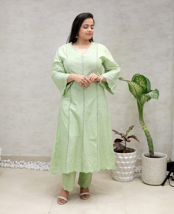 A-line Kurta Pintex Yoke with Pants — view 2