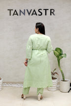 A-line Kurta Pintex Yoke with Pants