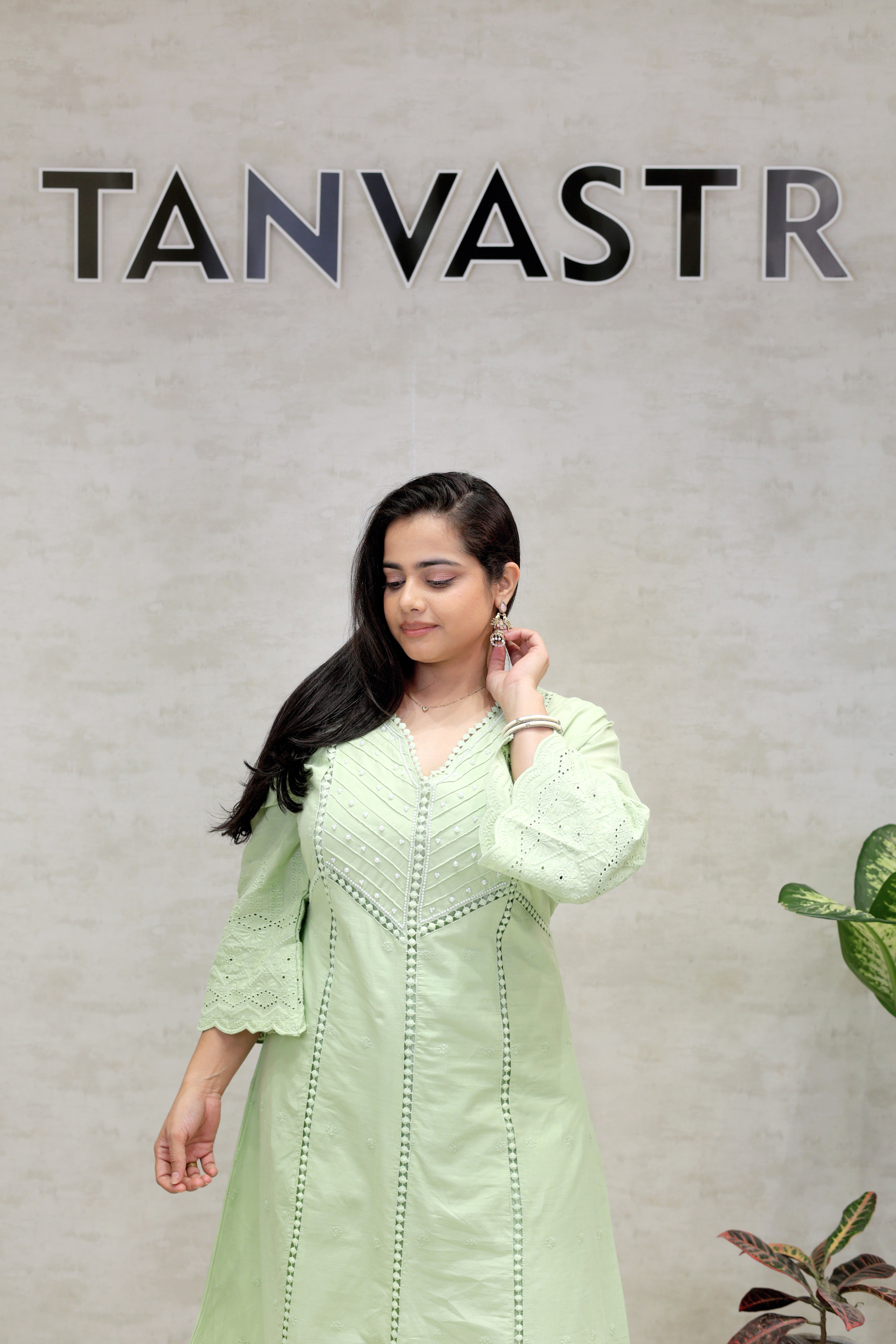 A-line Kurta Pintex Yoke with Pants